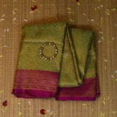 Banarasi Art Silk Pista Green Saree Pink Thread Work Boarder with Blouse