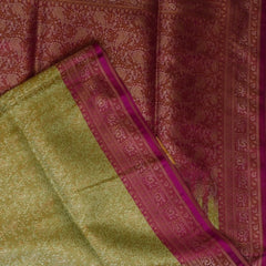 Banarasi Art Silk Pista Green Saree Pink Thread Work Boarder with Blouse
