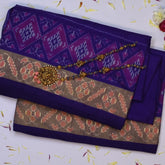 Pochampally Ikkat Deep Purple Saree with Design Border and Blouse