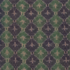 Pochampally Ikkat Green Saree with Ivory Stripes, Navy Blue Border, and Blouse