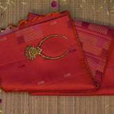 Pure silk Brick Red Saree with Blouse