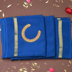Mysore Crepe Silk Royal Blue Saree