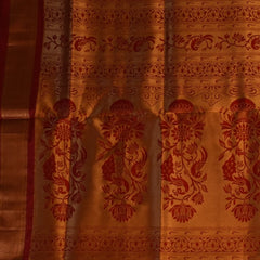 Gadwal paithani pure silk Warm Cream Saree with Blouse