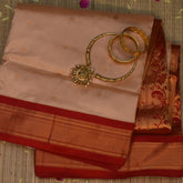 Gadwal paithani pure silk Warm Cream Saree with Blouse