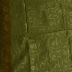 Green Yellow Benares Chanderi Silk Saree with Zari Border
