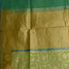 Green Yellow Benares Chanderi Silk Saree with Zari Border
