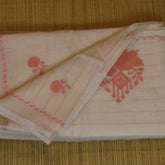 Cream Cotton Saree Featuring Rustic Terracotta Floral Detailing