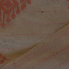 Cream Cotton Saree Featuring Rustic Terracotta Floral Detailing