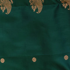 Ilkal Gadwal Silk Bottle Green With Pink Jari Boarder with Blouse