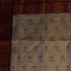 Gadwal paithani pure silk White Saree with Blouse