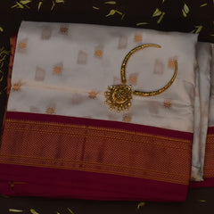 Gadwal paithani pure silk White Saree with Blouse