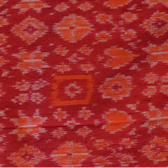 Pochampally Ikkat Red Saree with Gold Border and Blouse