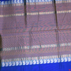 Pure Cotton Silk Peacock Blue Saree With Zari Border