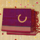 Pure Cotton Silk Dark Pink Saree With Thread Work Border