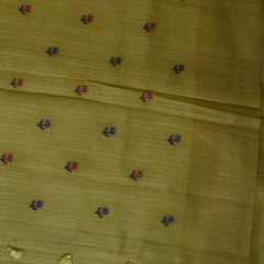 Semi Linen Silk Pista Green With Gap Border