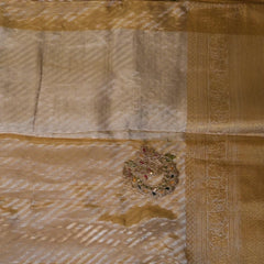 Tissue Cream Saree With Jari Boarder with Blouse