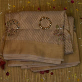 Tissue Cream Saree With Jari Boarder with Blouse