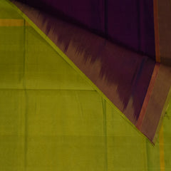 silk cotton grape wine saree with shot green boarder