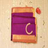 Silk cotton grape wine saree with jari boarder