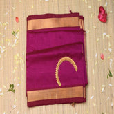Silk cotton rani pink saree with blouse