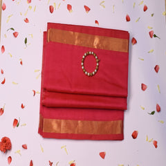 Kanchi Silk cotton shocking pink saree with blouse