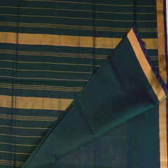 Silk cotton rama green saree with jari boarder.