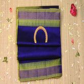 Kanchi silk cotton royal blue saree with green boarder