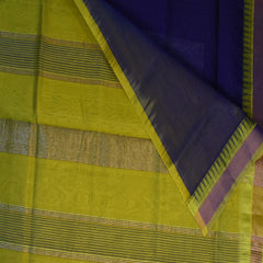 Kanchi silk cotton royal blue saree with green boarder