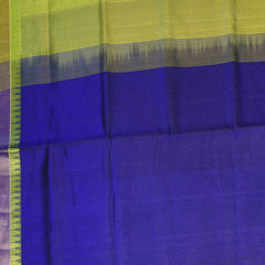 Kanchi silk cotton royal blue saree with green boarder