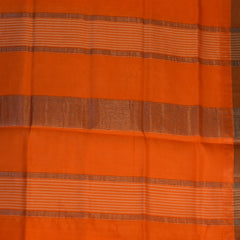 Silk cotton cream saree with orange boarder