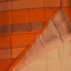 Silk cotton cream saree with orange boarder