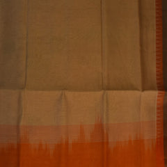 Silk cotton cream saree with orange boarder