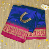 Ilkal Pure Silk Violet Saree With Pink Border