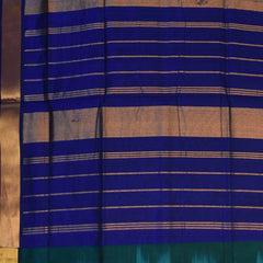 Silk cotton aqua blue saree with jari boarder