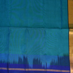 Silk cotton aqua blue saree with jari boarder