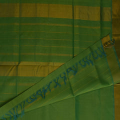 Silk cotton pista green saree with blouse