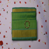 Silk cotton pista green saree with blouse