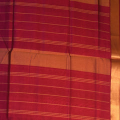 Silk cotton rani pink saree with jari boarder