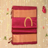 Silk cotton rani pink saree with jari boarder