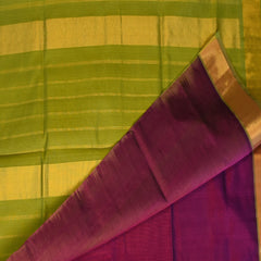 Silk cotton grape wine saree with pista green boarder