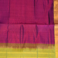 Silk cotton grape wine saree with pista green boarder
