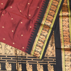 Ilkal Pure Silk Brown Saree Wih Black Border