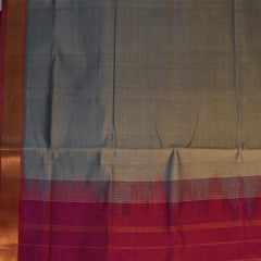 Silk cotton ash gray saree with jari boarder