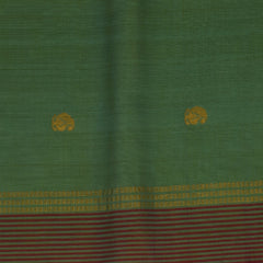Silk cotton pista green saree with pink jari boarder