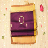 Silk cotton wine saree with jari boarder