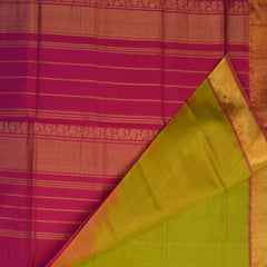 Silk cotton light green saree with jari boarder