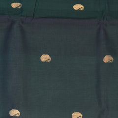 Silk cotton bottle green saree with jari boarder