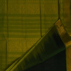 Silk cotton bottle green saree with jari boarder