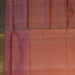 Silk cotton peach saree with silver boarder