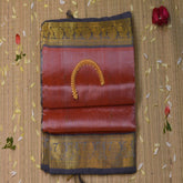 Silk cotton peach saree with silver boarder